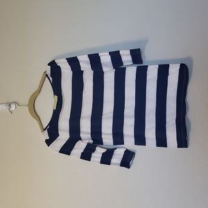 Ann Taylor Loft Sunwashed Bateav Striped Blue White 3/4 Sleeve Size XS